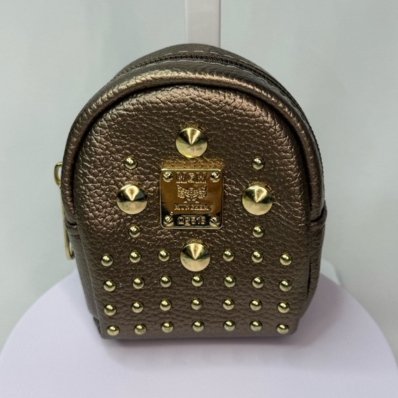 Source Unknown Accessories - Gold Studded Bronze Mini Backpack Keychain FOB Bag Charm